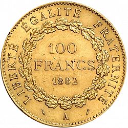 Large Reverse for 100 Francs 1882 coin