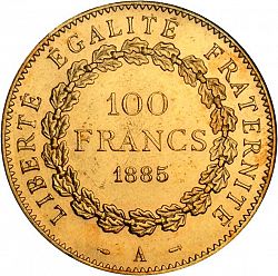 Large Reverse for 100 Francs 1885 coin