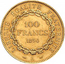Large Reverse for 100 Francs 1894 coin