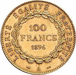 Large Reverse for 100 Francs 1896 coin