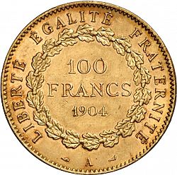 Large Reverse for 100 Francs 1904 coin