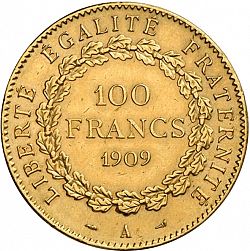 Large Reverse for 100 Francs 1909 coin