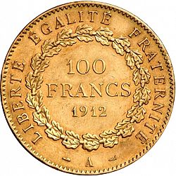 Large Reverse for 100 Francs 1912 coin