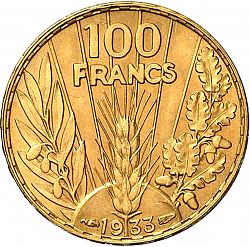 Large Reverse for 100 Francs 1933 coin