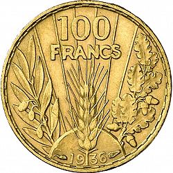 Large Reverse for 100 Francs 1936 coin