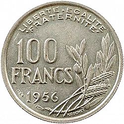 Large Reverse for 100 Francs 1956 coin