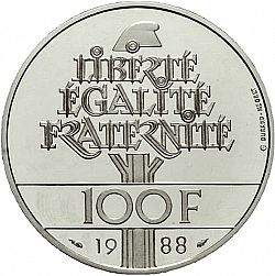 Large Obverse for 100 Francs 1988 coin