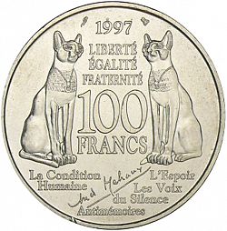 Large Reverse for 100 Francs 1997 coin