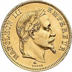 Large Obverse for 100 Francs 1864 coin