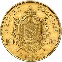 Large Reverse for 100 Francs 1855 coin