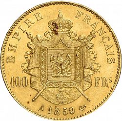 Large Reverse for 100 Francs 1859 coin
