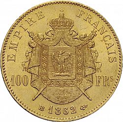 Large Reverse for 100 Francs 1862 coin