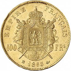 Large Reverse for 100 Francs 1863 coin
