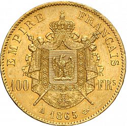 Large Reverse for 100 Francs 1865 coin