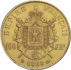 Large Reverse for 100 Francs 1868 coin