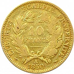 Large Reverse for 10 Francs 1850 coin