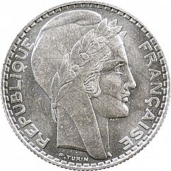 Large Obverse for 10 Francs 1929 coin
