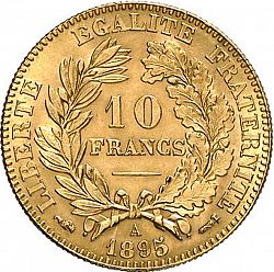 Large Reverse for 10 Francs 1896 coin