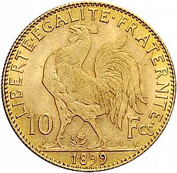 Large Reverse for 10 Francs 1899 coin