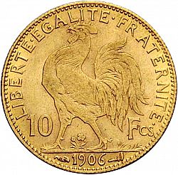 Large Reverse for 10 Francs 1906 coin