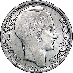 Large Obverse for 10 Francs 1947 coin