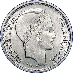 Large Obverse for 10 Francs 1948 coin