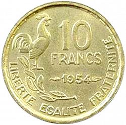 Large Reverse for 10 Francs 1954 coin