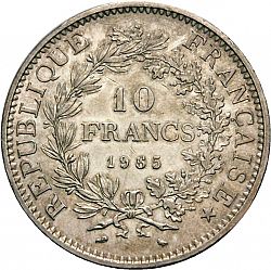 Large Reverse for 10 Francs 1965 coin