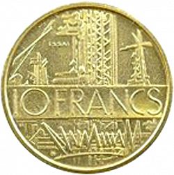 Large Reverse for 10 Francs 1974 coin
