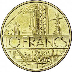 Large Reverse for 10 Francs 1975 coin