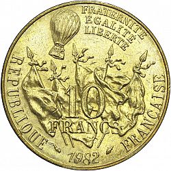 Large Reverse for 10 Francs 1982 coin