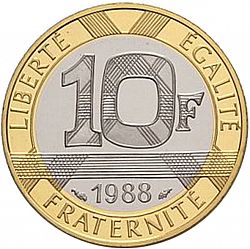 Large Reverse for 10 Francs 1988 coin