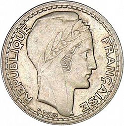 Large Obverse for 10 Francs 1945 coin