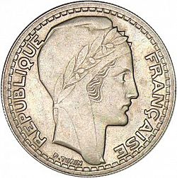 Large Obverse for 10 Francs 1945 coin