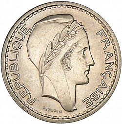 Large Obverse for 10 Francs 1947 coin