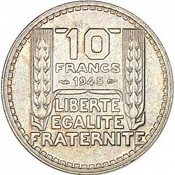 Large Reverse for 10 Francs 1945 coin
