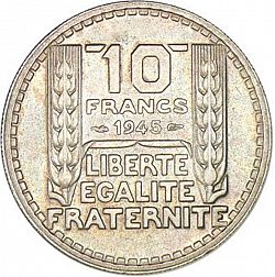 Large Reverse for 10 Francs 1945 coin