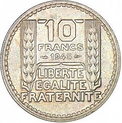 Large Reverse for 10 Francs 1945 coin
