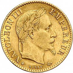 Large Obverse for 10 Francs 1868 coin