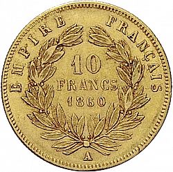 Large Reverse for 10 Francs 1860 coin
