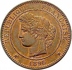 Large Obverse for 10 Centimes 1896 coin