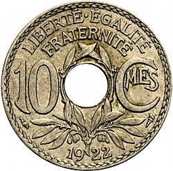 Large Obverse for 10 Centimes 1922 coin