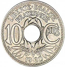 Large Reverse for 10 Centimes 1920 coin