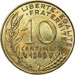 Large Reverse for 10 Centimes 1989 coin