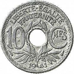 Large Reverse for 10 Centimes 1941 coin