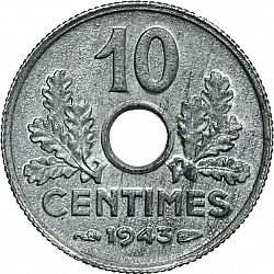 Large Reverse for 10 Centimes 1943 coin