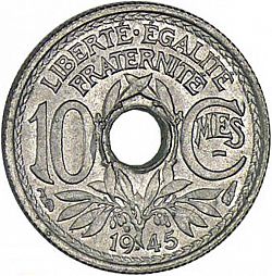 Large Reverse for 10 Centimes 1945 coin