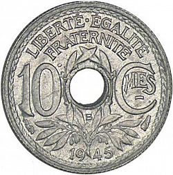 Large Reverse for 10 Centimes 1945 coin