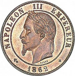 Large Obverse for 10 Centimes 1862 coin