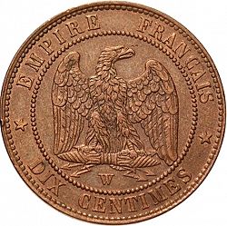 Large Reverse for 10 Centimes 1853 coin